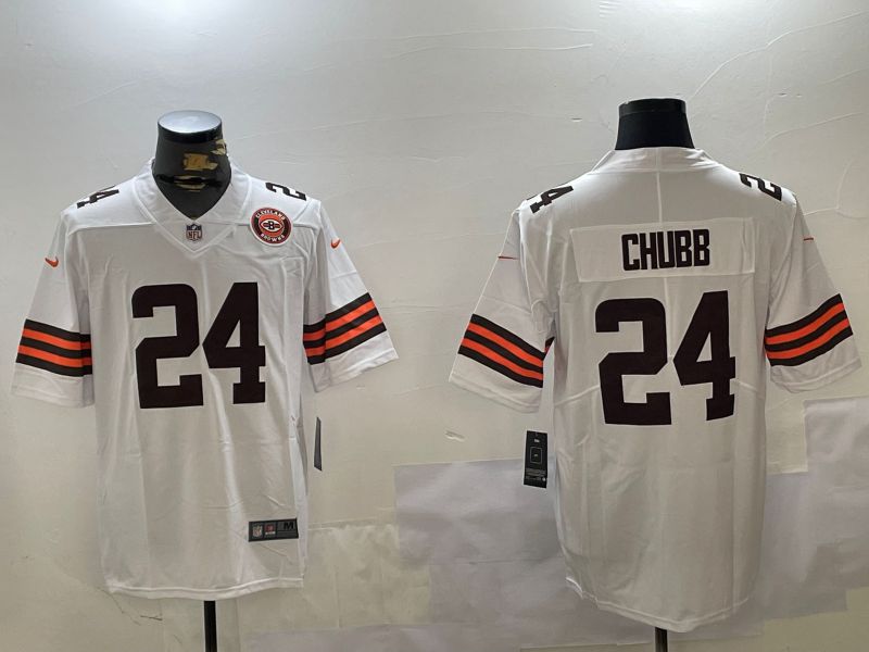 Men Cleveland Browns #24 Chubb White Second generation 2024 Nike Limited NFL Jersey style 2